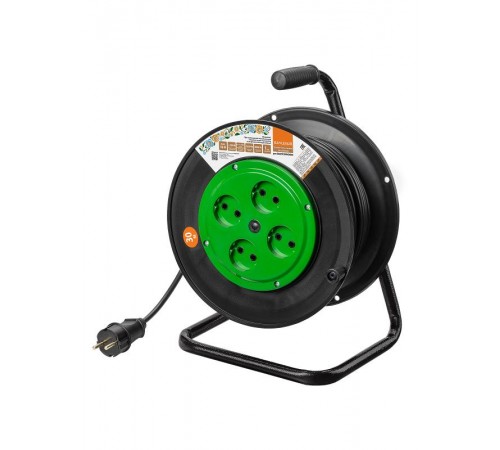 Удлинитель на катушке силовой народный 4 гнезда ПВС 4000 Вт б/з, 30м  SQ1307-0543  TDM