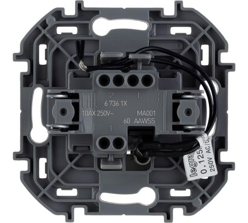 Inspiria Антрацит Выключатель 1-клавишный с подсветкой С/У без рамки  673613  Legrand