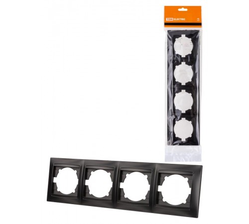 Рамка 4-х постовая горизонтальная графит "Лама"  SQ1815-0632  TDM