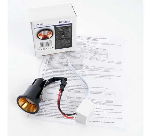 Светильник светодиодный встраиваемый для подсветки мебели LN003 3W 210 Lm 4000К черный золото  29697  FERON