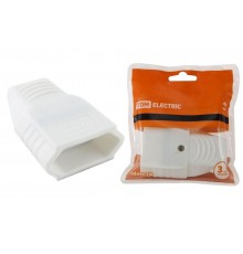 Кабельная розетка 2П 10А 250B (под евровилку CEE 7/16) с з/ш прямой вывод кабеля белая  SQ1806-0091  TDM