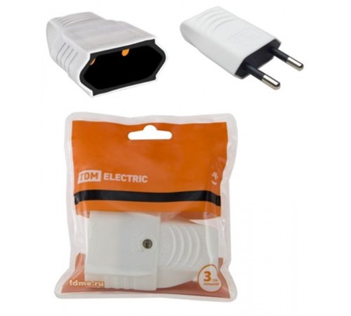 Кабельная розетка 2П 10А 250B (под евровилку CEE 7/16) с з/ш прямой вывод кабеля белая  SQ1806-0091  TDM