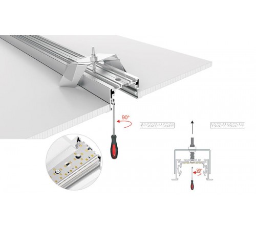 Профиль с экраном S2-LINIA69-F-2500 ANOD+OPAL (Arlight, Алюминий)  021177  Arlight