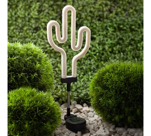 Cветильник садовый декоративный неоновый Кактус ERASF012-31 на солнечной батарее  Б0044239  ЭРА