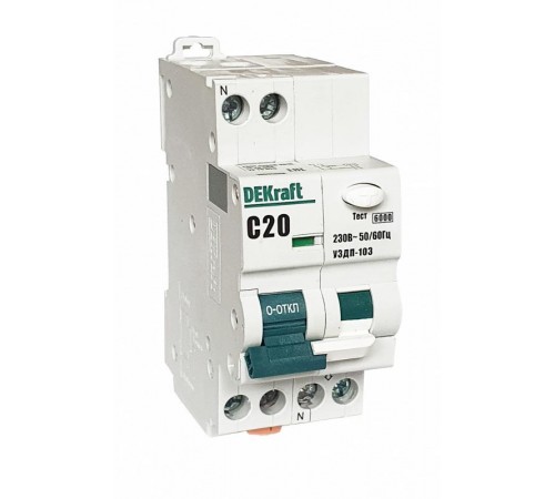 Устройство защиты от дугового пробоя 1P+N 16A х-ка C УЗДП-103 6кА  19089DEK  DEKraft