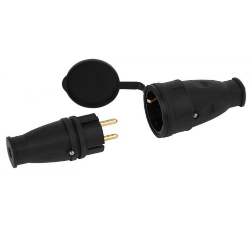 Розетка ЭРА RX10-B-IP44 каучуковая c заземлением 16А IP44 прямая черная  Б0055418  ЭРА