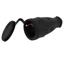 Розетка ЭРА RX10-B-IP44 каучуковая c заземлением 16А IP44 прямая черная  Б0055418  ЭРА