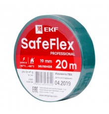 Изолента ПВХ зеленая 19мм 20м серии SafeFlex  plc-iz-sf-g  EKF