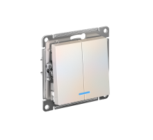 AtlasDesign Жемчуг Выключатель 2-клавишный с подсветкой,сх.5а, 10АХ, механизм, быстрозажимные клеммы  ATN000453S  SE