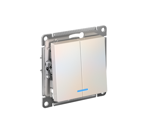 AtlasDesign Жемчуг Выключатель 2-клавишный с подсветкой,сх.5а, 10АХ, механизм, быстрозажимные клеммы  ATN000453S  SE