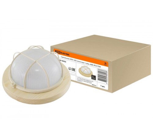 Светильник пылевлагозащищенный под лампу для ЖКХ НПБ1302 сосна круг с реш. 60Вт IP54 TDM