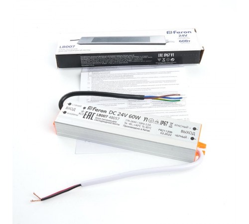 Трансформатор электронный для светодиодной ленты 60W 24V (драйвер), LB007 FERON  48057  FERON