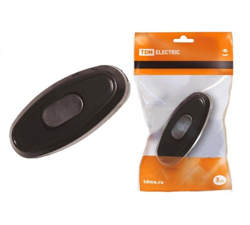 Выключатель на шнур 6А 250В черный   SQ1806-0022  TDM