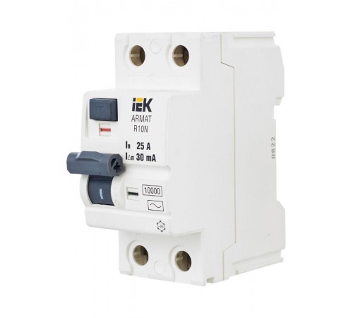 Выключатель дифференциальный (УЗО) R10N 2P 25А 30мА тип AC ARMAT  AR-R10N-2-025C030  IEK