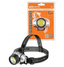 Фонарь светодиодный "Налобный" 5 Вт COB, 300 лм, бат. 3*AAA  SQ0350-0073  TDM