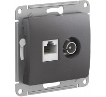 Glossa Графит Розетка 2-ая TV + компьютерная RJ45, кат. 5Е, механизм  GSL001389  SE