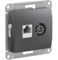 Glossa Графит Розетка 2-ая TV + компьютерная RJ45, кат. 5Е, механизм  GSL001389  SE