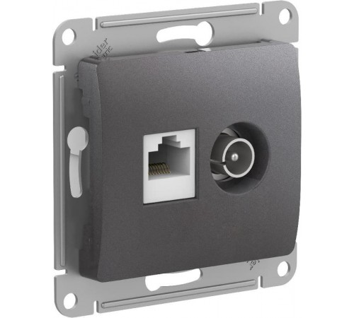 Glossa Графит Розетка 2-ая TV + компьютерная RJ45, кат. 5Е, механизм  GSL001389  SE