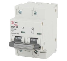 Выключатель автоматический двухполюсный NO-902-271 ВА47-100 2Р 10А 10 кА кривая С (6/60/1440) Pro  Б0048861  ЭРА