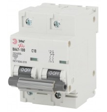 Выключатель автоматический двухполюсный NO-902-271 ВА47-100 2Р 10А 10 кА кривая С (6/60/1440) Pro  Б0048861  ЭРА