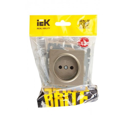 BRITE Розетка без заземления без шторок10А РС10-1-0-БрШ шампань  BR-R10-10-K37  IEK