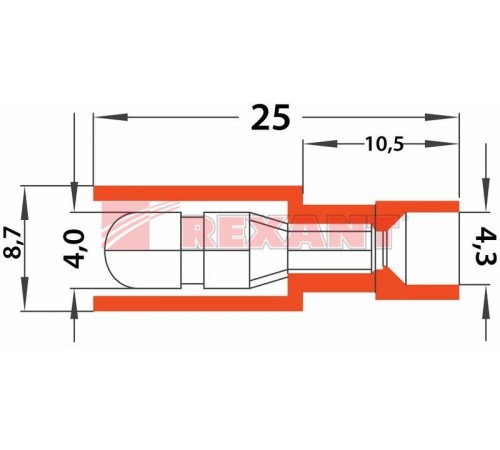 Разъем штекерный полностью изолированный штекер 4 мм 0.5-1.5 мм (РШПи-п 1.5-4/РШИп 1,25-4) красный  08-0561  REXANT