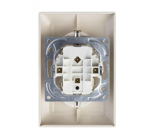 ABB Basic 55 Сл. кость Розетка 2-ая с/з моноблок, с защитными шторками  2021-0-0379   2CKA002021A0379  ABB