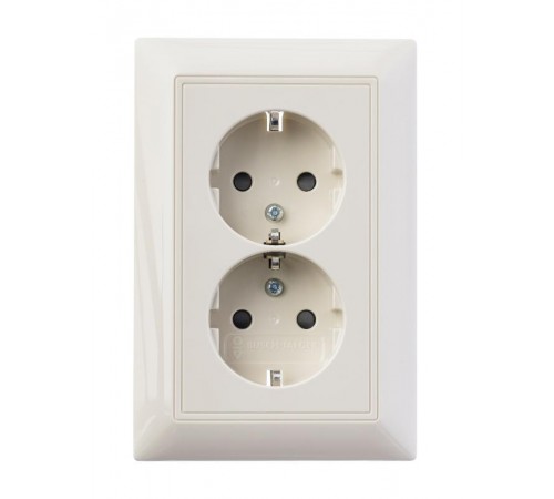 ABB Basic 55 Сл. кость Розетка 2-ая с/з моноблок, с защитными шторками  2021-0-0379   2CKA002021A0379  ABB