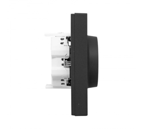 Механизм розетки двойной, 16А, с заземлением, со шторками, с рамкой, чёрный Эпика EKF  UP1-SOB-211  EKF