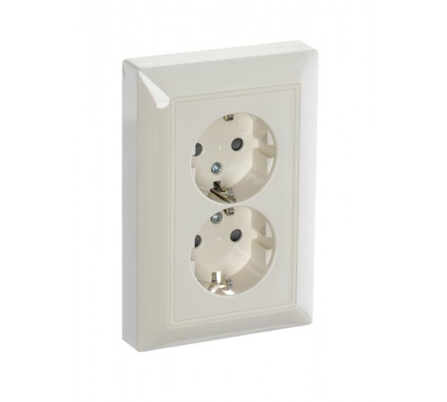 ABB Basic 55 Сл. кость Розетка 2-ая с/з моноблок, с защитными шторками  2021-0-0379   2CKA002021A0379  ABB