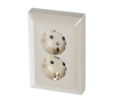 ABB Basic 55 Сл. кость Розетка 2-ая с/з моноблок, с защитными шторками  2021-0-0379   2CKA002021A0379  ABB
