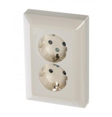 ABB Basic 55 Сл. кость Розетка 2-ая с/з моноблок, с защитными шторками  2021-0-0379   2CKA002021A0379  ABB