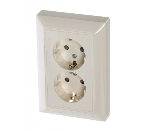 ABB Basic 55 Сл. кость Розетка 2-ая с/з моноблок, с защитными шторками  2021-0-0379   2CKA002021A0379  ABB