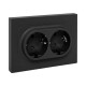 Механизм розетки двойной, 16А, с заземлением, со шторками, с рамкой, чёрный Эпика EKF  UP1-SOB-211  EKF