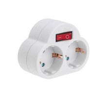 Двойник электрический 16А с/з с выключателем и защитными шторками, белый  11-1085  REXANT