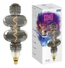 Лампа светодиодная LED-SF42-5W/SOHO/E27/CW CHROME/SMOKE GLS77CR LED SOHO. Хромированная/дымчатая колба. Спиральный филамент  UL-00005922  Uniel