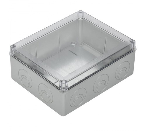 Коробка распределительная КМ4134 для о/п 240х195х90 мм IP55 (RAL7035, монт. плата, кабельные вводы 5 шт)  UKO10-240-195-090-K53-55  IEK