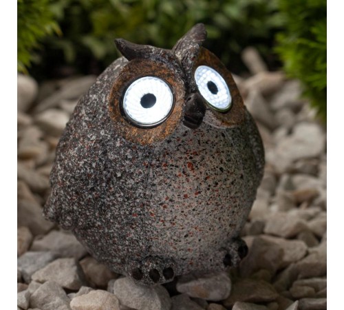 Cветильник садовый декоративный Сова серая на солнечной батарее ERAFYS01-08 полистоун, 11,5 см  Б0044840  ЭРА