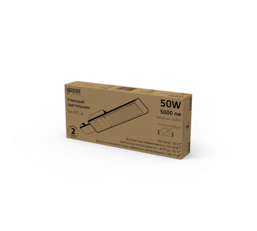 Светильник светодиодный консольный Avenue 50W 5000lm 3000K 190-250V IP65 355*155*57мм черный КСС "Ш" LED 1/10  629534150  Gauss