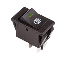Выключатель клавишный 12V 35А (4с) ON-OFF с зеленой LED подсветкой  36-4441  REXANT