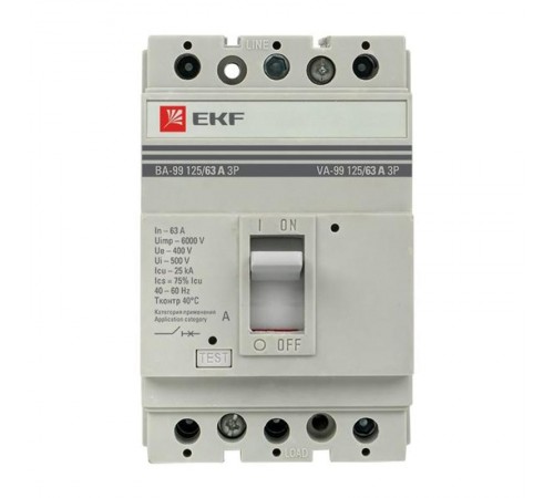 Выключатель автоматический ВА-99 125/63А 3P 25кА EKF PROxima  mccb99-125-63  EKF
