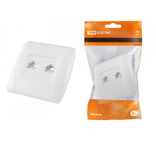 Розетка двойная телефонная RJ11  белая "Онега"   SQ1805-0021  TDM