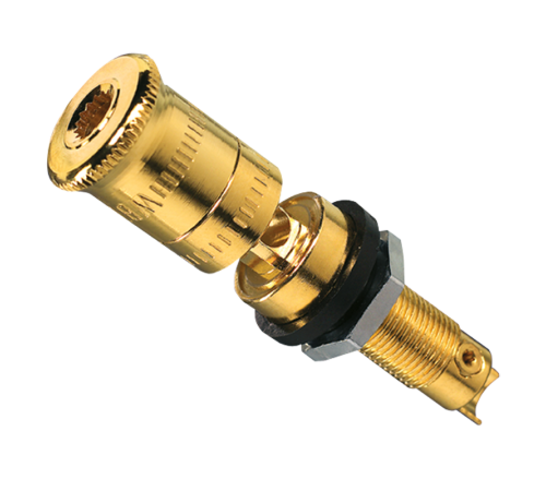 Разъём для "High-End" акустики, с черным кольцом, медь с позолотой; Аксессуары  LPK63SW  Jung