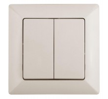 4-104-02 Intro Выключатель двойной, 10А-250В, СУ, Solo, сл.кость  Б0043285  Intro