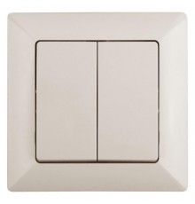 4-104-02 Intro Выключатель двойной, 10А-250В, СУ, Solo, сл.кость  Б0043285  Intro