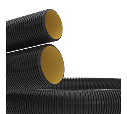 Двустенная труба ПНД гибкая для открытой прокладки д.40мм, SN23, 450Н, ПВ-0, УФ, с протяжкой, в бухте 50м, цвет черный  151940  DKC