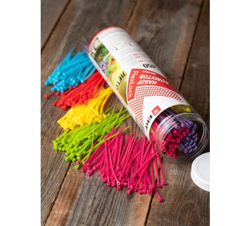 Набор хомутов цветных "Лето" (450 шт.): 2,5х100, 3,6х200, 3,6х300 FlexLock PROxima  plc-fl-set-su  EKF