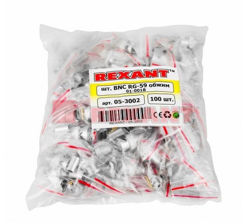 Разъем штекер BNC RG-59 обжим  05-3002  REXANT