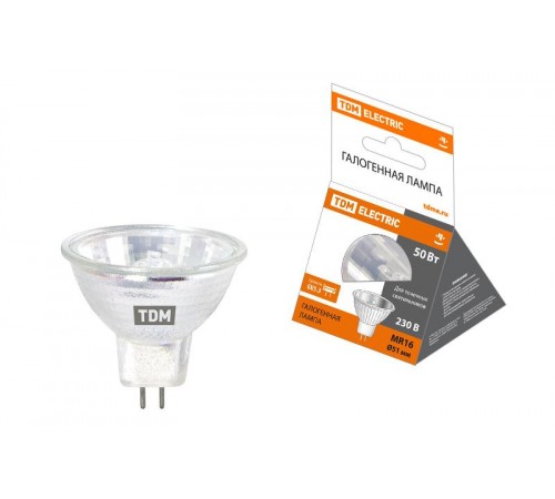 Лампа галогенная 50Вт 230В GU5.3 MR16 (JCDR)  SQ0341-0009  TDM