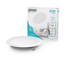 Светильник Gauss Elementary Downlight круг 20W 1700lm 4000K 170-260V IP20 170*26 белый LED 1/60 997420218  Gauss